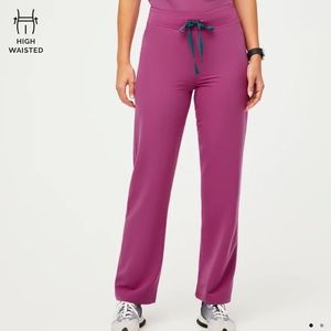 High Waisted Livingston™ Basic Scrub Pants in bright fuchsia